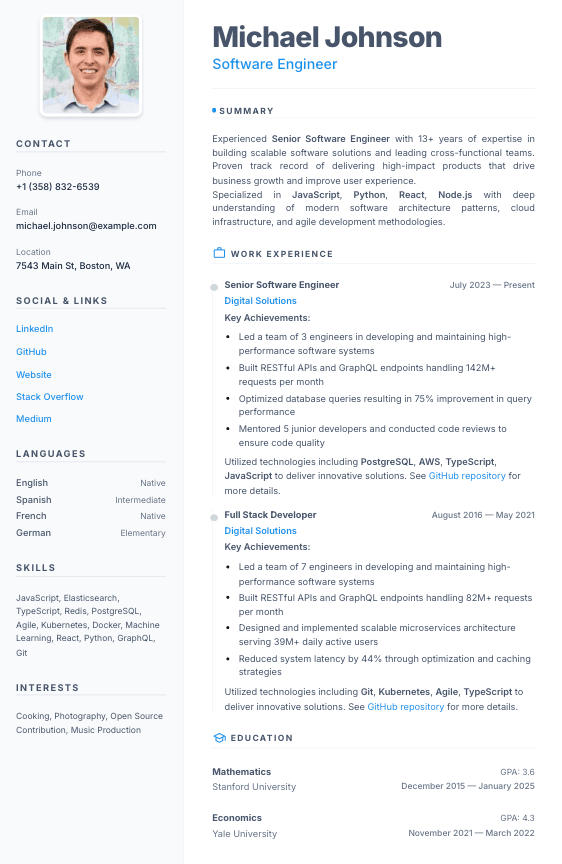 Minimalist resume document on a clean desk workspace