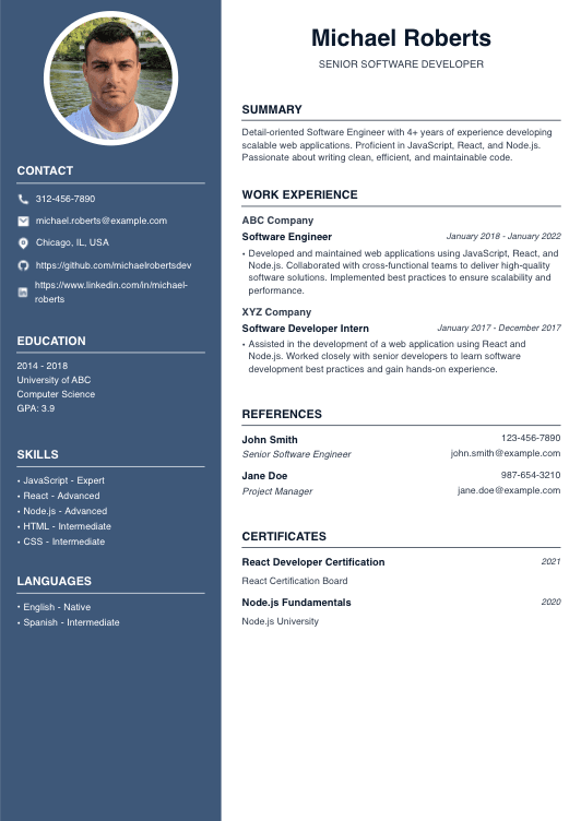 Senior Software Developer Resume