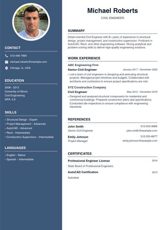 Civil Engineer Resume