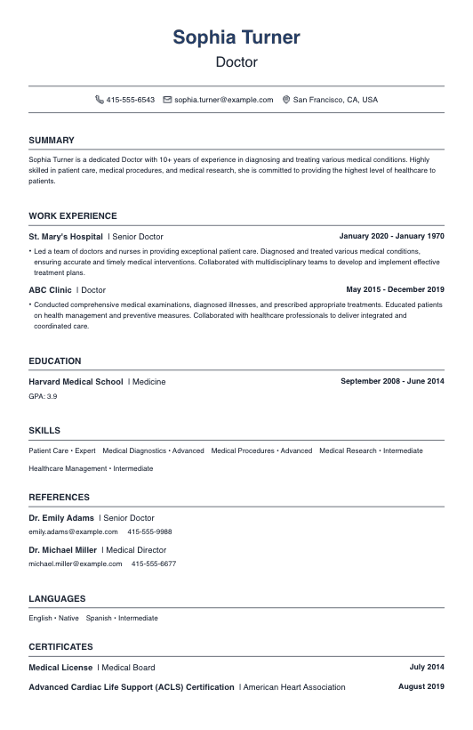 Doctor Resume