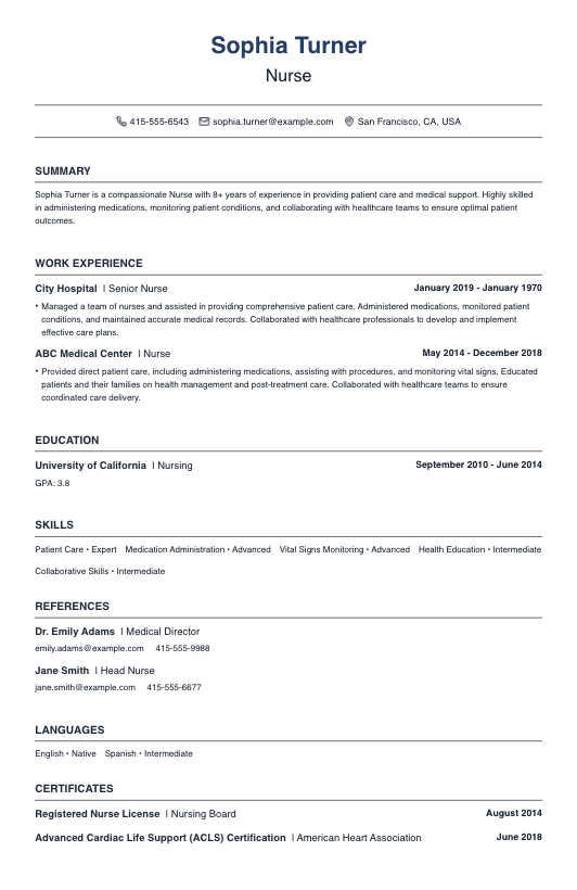 Nurse Resume