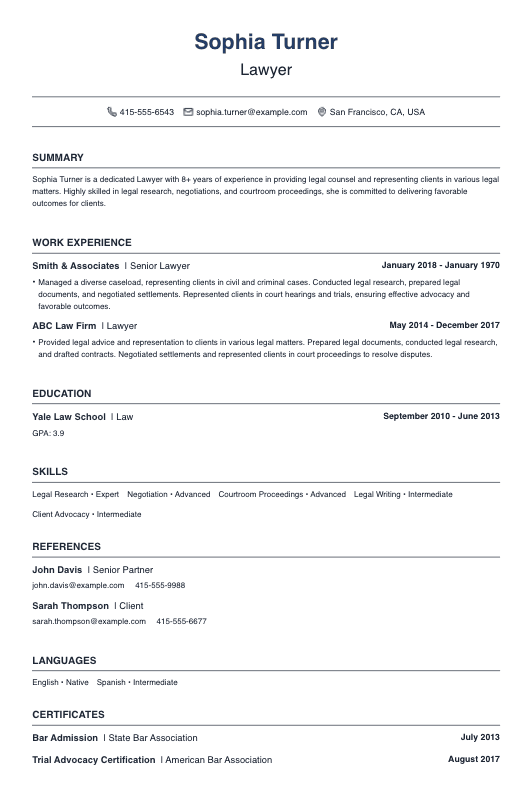 Lawyer Resume