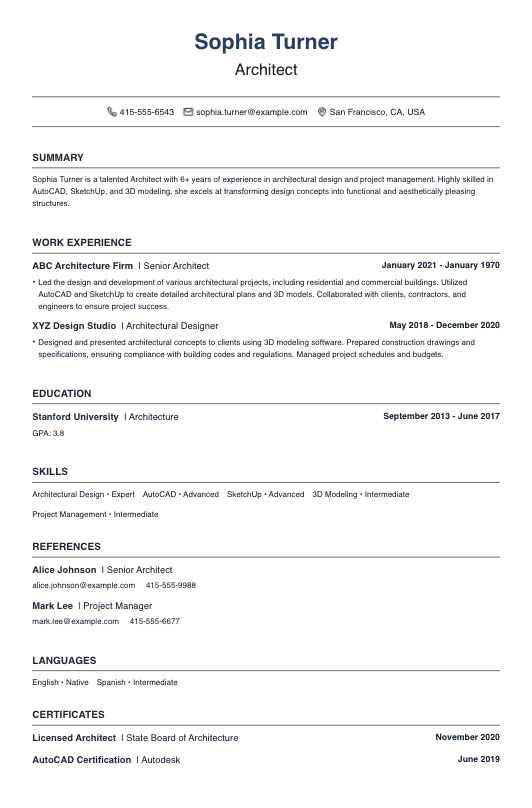 Architect Resume