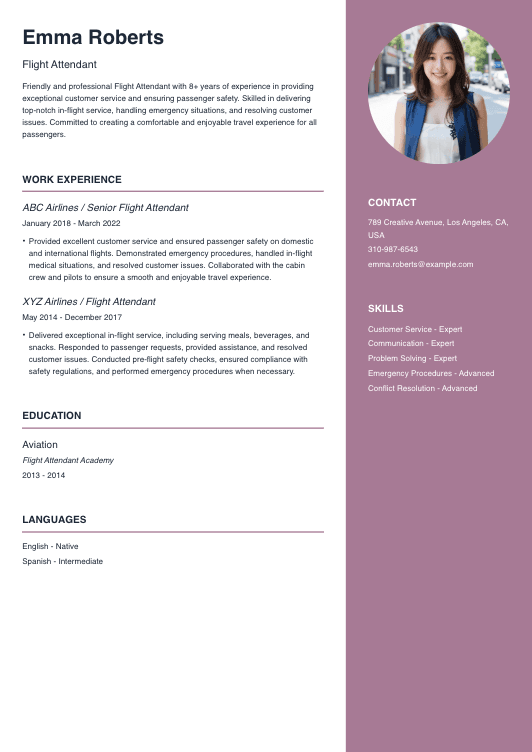 Flight Attendant Resume