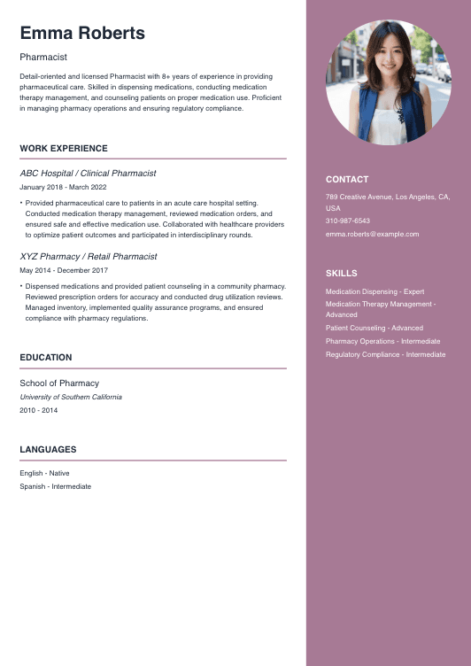 Pharmacist Resume