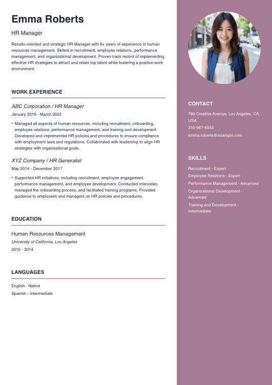 HR Manager Resume