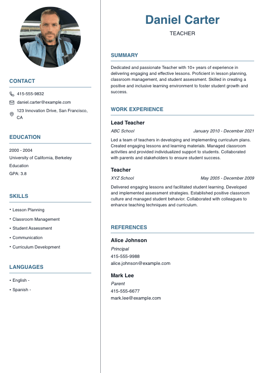 Teacher Resume