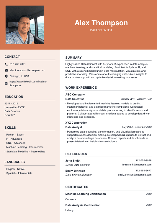 Data Scientist Resume