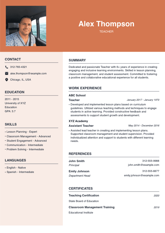 Teacher Resume