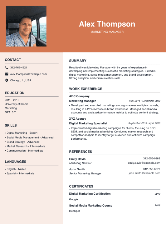 Marketing Manager Resume