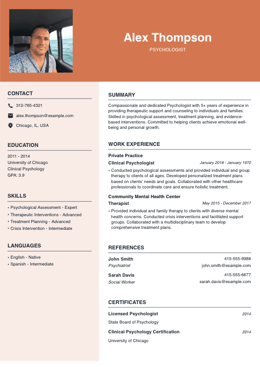 Psychologist Resume