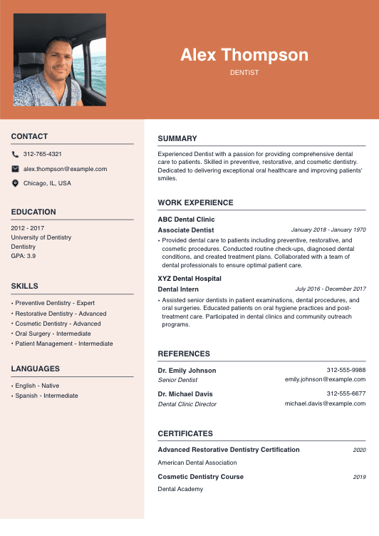 Dentist Resume