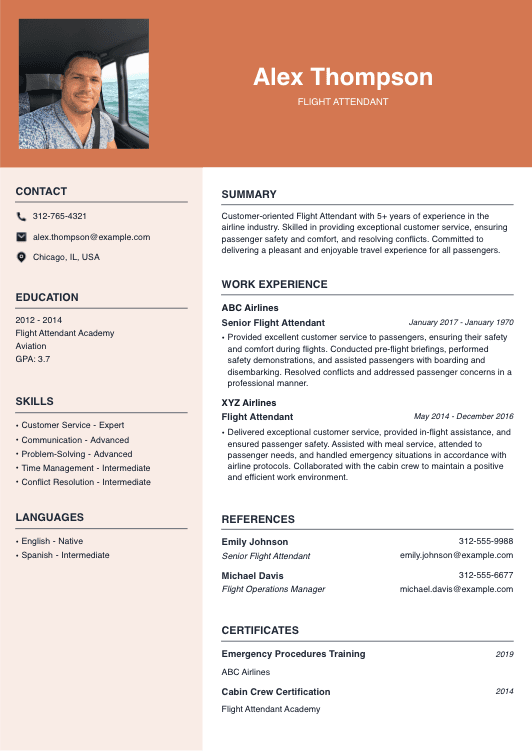 Flight Attendant Resume