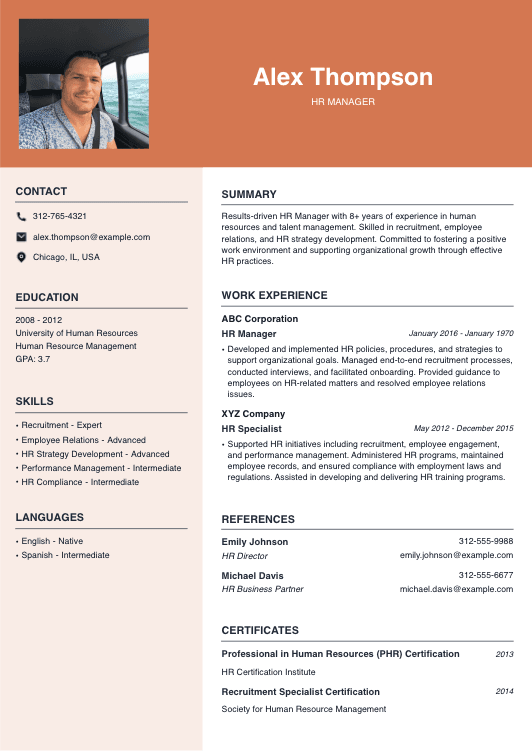 HR Manager Resume