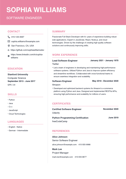 Software Engineer Resume