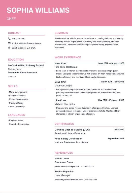 Chef Resume