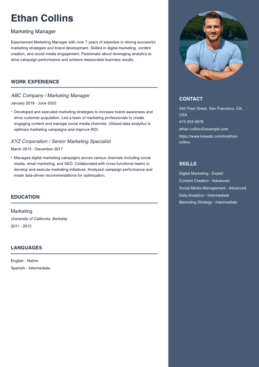 Marketing Manager Resume