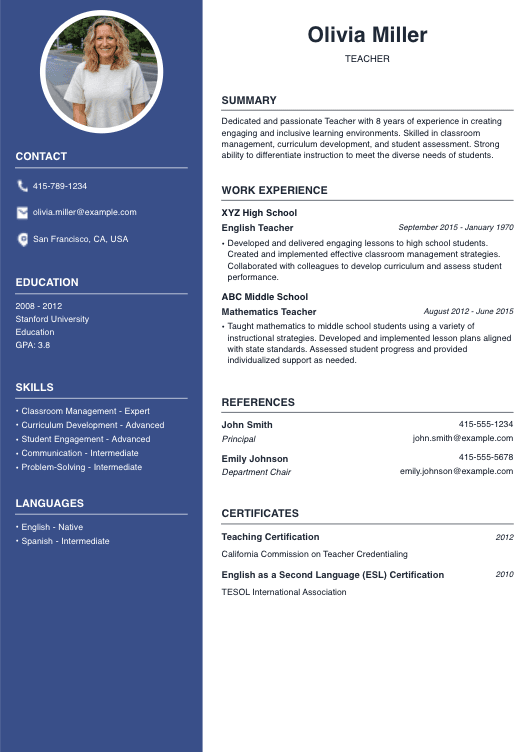 Teacher Resume