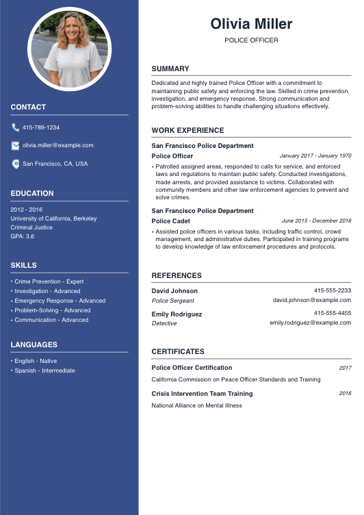 Police Officer Resume