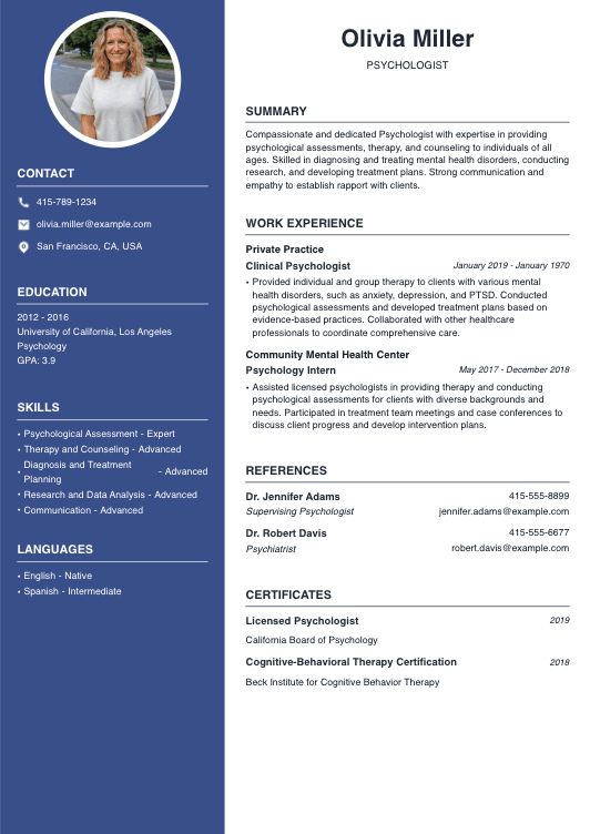 Psychologist Resume