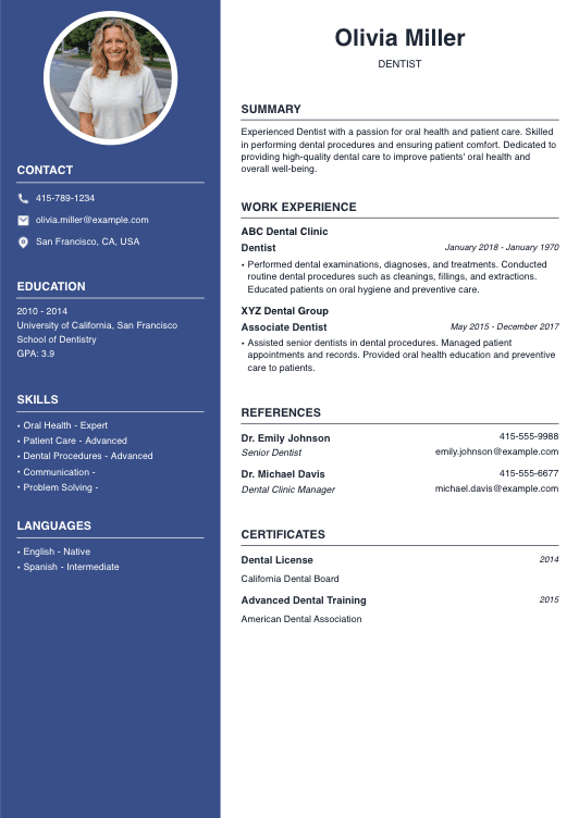 Dentist Resume