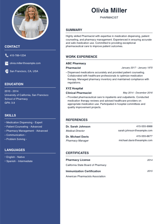 Pharmacist Resume