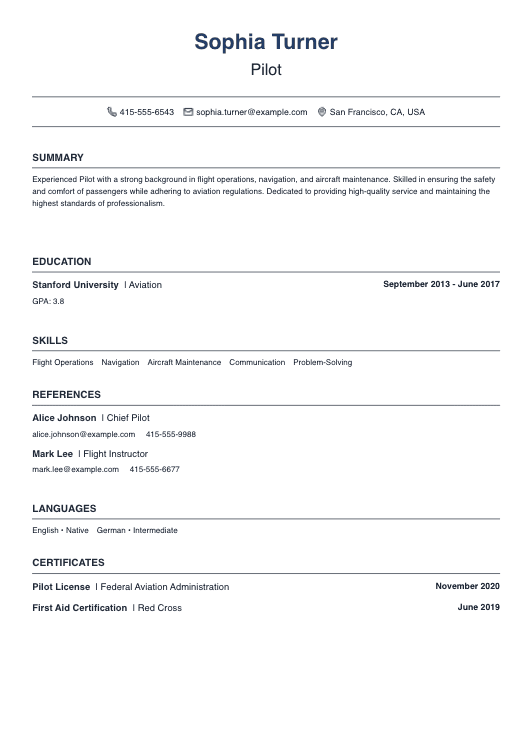 No Experience Pilot Resume